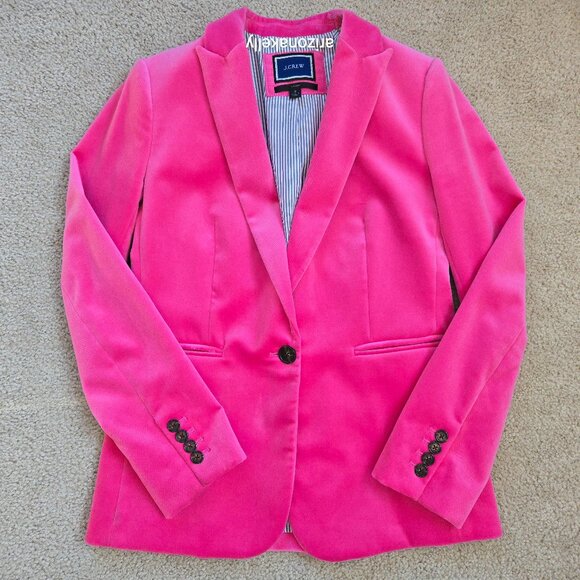 J. Crew Jackets & Blazers - NWOT J. Crew Parke Velvet Blazer HOT PINK "Bright Begonia"